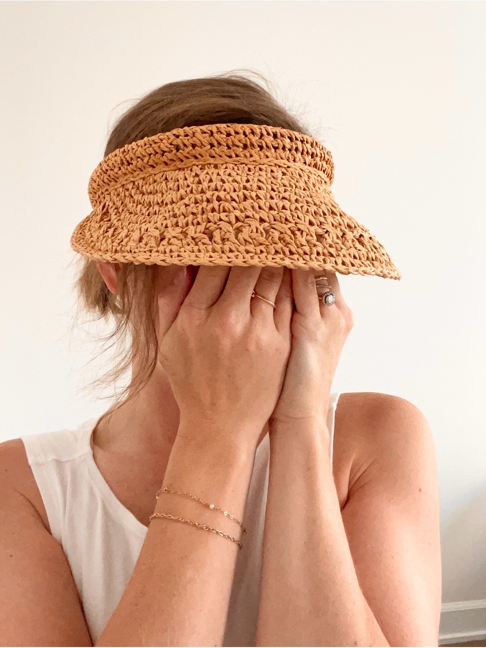 Vintage Woven Straw Visor Hat - Picture 2 of 7
